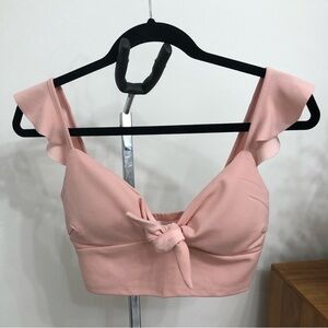 Light Pink Crop Top With A Flutter Strap Sleeve Size Small